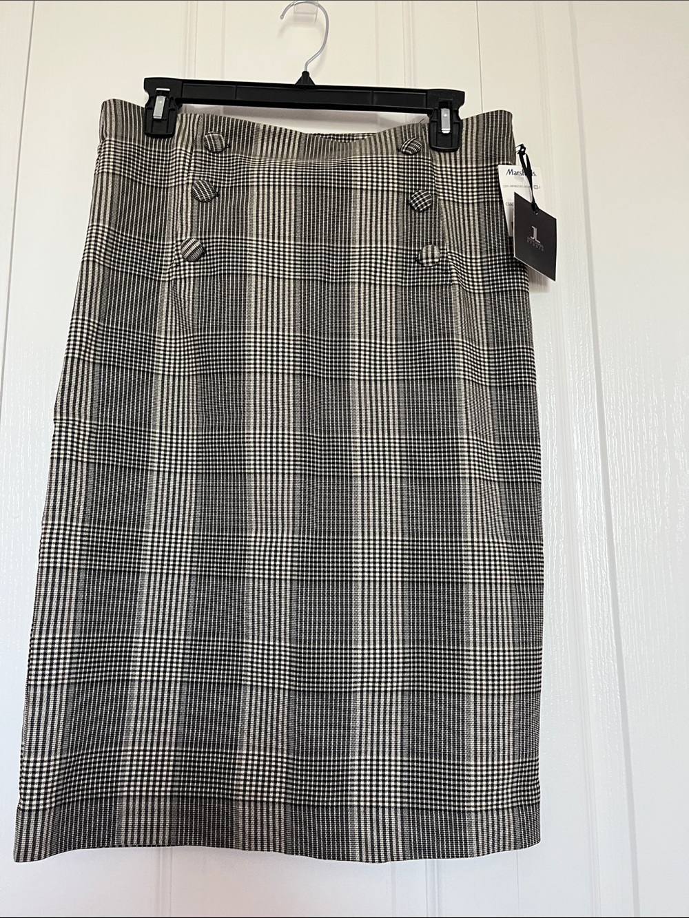 Jules & Leopold Studio Black & White Glen Plaid Pencil Skirt